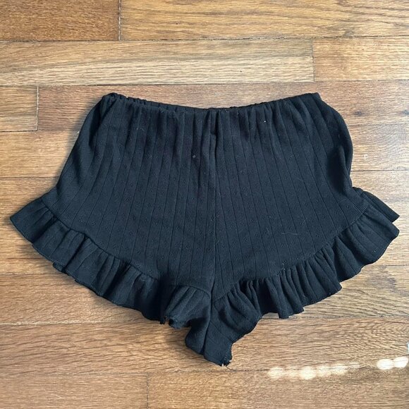 ugly shadow black pointelle girly frilly ruffle bloomer booty shorts - Picture 2 of 6